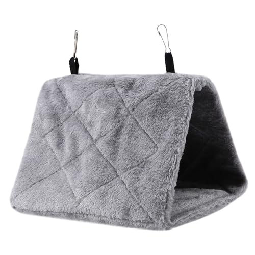 Kuuleyn Bequemes Vogelbett, Hängematte, Vogelspielzeug, weiche Plüsch-Hängematte, hängendes Käfigzelt für Vögel, Papageien, Winter, warmes Bett, Haustierspielzeug (Grey) von Kuuleyn