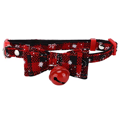 Kuuleyn Christmas Pet Collars, Cute Red Snowflakes Dog Collar,Personalized Cute Bow Tie Holiday Decorations for Cats Dogs Small Pets (Cat Collar: Snowflake Black M) von Kuuleyn