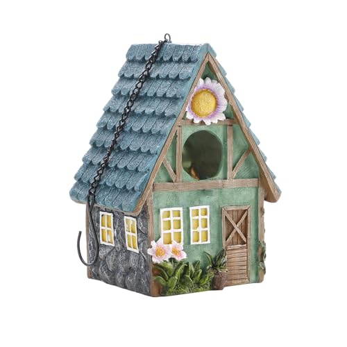 Kuuleyn Garten-Vogelhaus, buntes hängendes Vogelnest aus Holz, Hausstatue, Gartendekoration für draußen, drinnen, Garten, Hinterhof, Dekoration, Geschenk für Vogelliebhaber von Kuuleyn