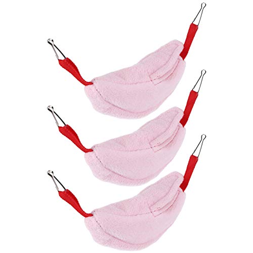 Kuuleyn Hängematte, warmes Bett für kleine Tiere, 3 Sets Hängemattennester, Bananenform, zum Aufhängen, für den Winter, warmes Haus, Kleintierbedarf (Rose Red) von Kuuleyn