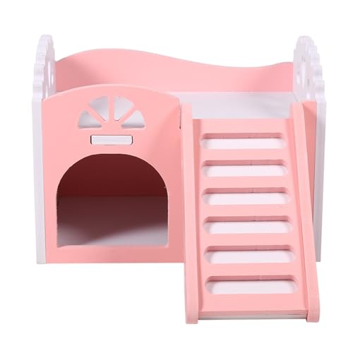 Kuuleyn Hamsterhaus, Haustier-Hamster-Schloss, Schlafhaus-Nest, Übungsspielzeug, Doppeldecker, kleines Haustier-Versteck, Kleintier-Schloss, Schlafhaus-Nest, Übungsspielzeug, 2 Schichten (Pink) von Kuuleyn