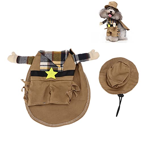 Kuuleyn Haustier-Weihnachtskostüm, Hunde-Cowboyhut, Hunde-Cowboy-Kostüm, Katzen-Cowboyhut, Polyester-Western-Cowboy-Hundekostüm für Katzen, kleine und mittelgroße Hunde (S) von Kuuleyn