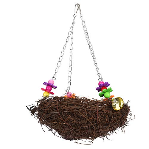 Kuuleyn Papageien-Nistkasten, Papageien-Kauen, Klettern, Hängeschaukel, Vogel-Rattan-Nest, Käfigspielzeug mit Glocken für Gartendekoration von Kuuleyn