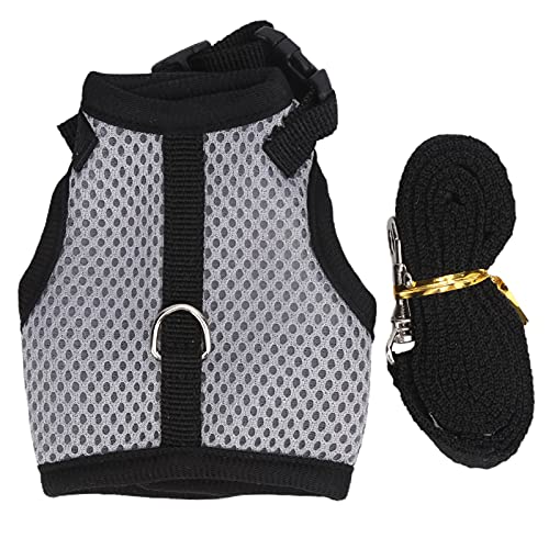 Kuuleyn Small Pet Vest Style Breathable,Small Pet Mesh, Breathable Traction Chest Back Harness for Pig Guinea Pig Pet Supply Small Animals Go Out Towing Rope (Gray) von Kuuleyn