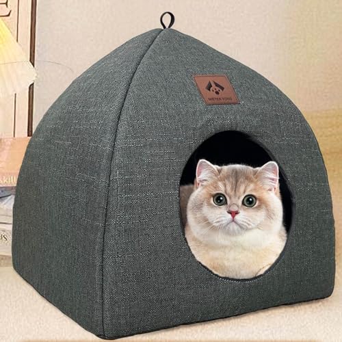 Katzenhaus Indoor, Katzenhaus Mit Abnehmbarem Katzenkisse, 2 In 1 Hundehütte Für Kleine Hunde Mit Abnehmbarem, Katzen Katzenhöhle, Hochelastischer Schwamm Katzenhaus von Kuxiptin