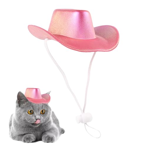 Kuxiptin Cowboyhut für Katze, Haustier-Cowboyhut - Haustiermütze Halloween Kätzchenmütze | Cowboyhut, glänzender Katzenhut, Cosplay-Requisite für Welpen, Western-Cowboy-Kostümzubehör von Kuxiptin