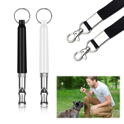 2 Stück Hundepfeifen,Ultraschall Hundepfeife mit Lanyard, Professionelle Hundepfeife Rückruf, Einstellbare Hundepfeife Gegen Bellen,Silent Control, Hundepfeife Hochfrequenz Lautlos für Hundetraining von Kweiugfi