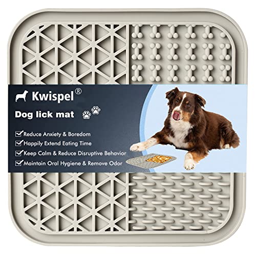 Kwispel Leckmatte für Hunde, Hund Leckmatte mit Saugnäpfen für Angst, Erdnussbutter Hund Leckmatte Slow Feeder Dosierung Leckpad für Hunde Katzen Fellpflege Baden und Training von Kwispel