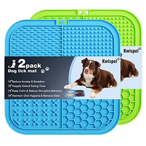 Kwispel Leckmatte für Hunde und Katzen, 2 Stück, Premium-Leckmatten mit Saugnäpfen für Hundeangstlinderung, Katzen-Leckpad für Langeweile, perfekt zum Baden, Fellpflege usw. (2 Stück groß) von Kwispel