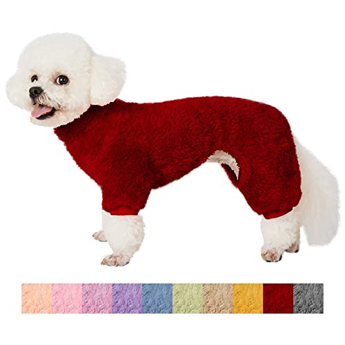 Kyaringtso Hundepullover, 4 Beine Hundemantel, Hund Winterkleidung für kleine Hunde Junge Mädchen, Welpen Outfits, Haustier Mantel, Katzenbekleidung (X-Small, Weinrot) von Kyaringtso