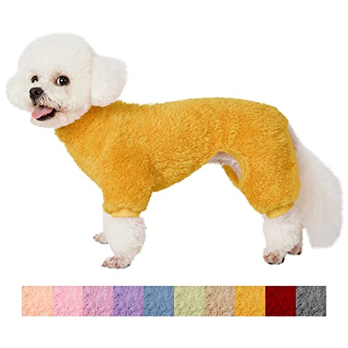 Kyaringtso Hundepullover, 4 Beine Hundemantel, Hund Winterkleidung für kleine Hunde Junge Mädchen, Welpen Outfits Haustier Mantel Katzenbekleidung (Klein, Goldgelb) von Kyaringtso