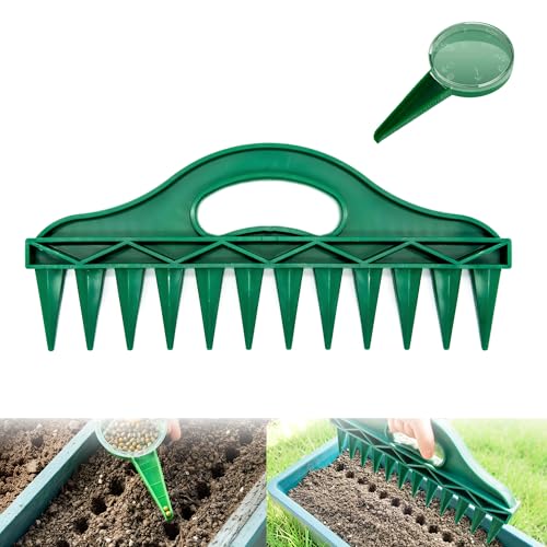 Kybelehoo 12 Loch Plant Dibber Tool mit Saatgutverteiler,Schnelles Bohren im Boden,Seed Dibber Set für das Säen von Gemüsepflanzen und Stecklinge Genutzt Wird von Kybelehoo