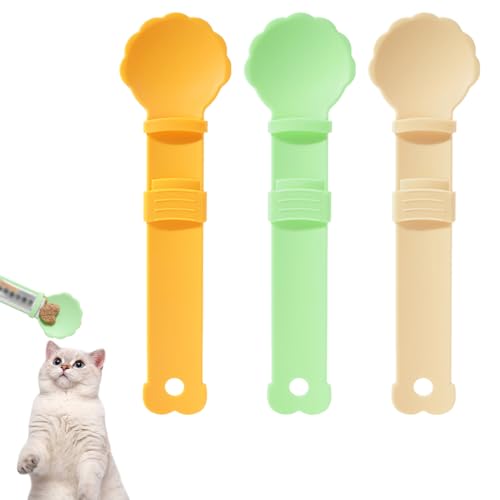 KyeeaDIY 3 Pcs Cat Strip Feeder, Cat Treat Fütterungslöffel Glücklicher Löffel für Katzen Netter Cat Strip Squeeze Löffel Katze Schiebespender für Katzensnack und Nassfutter (3PCS) von KyeeaDIY