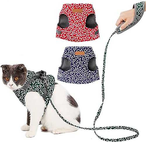 Katzen- und Hundegeschirr und Leine, Anti-Breakaway Brustgurt – verstellbare, weiche Weste Geschirr für Kätzchen, Welpen und Kaninchen (L, grün) von KyneLit