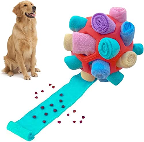 KyneLit Schnüffelball für Hunde, interaktives Hundespielzeug, weiches Hunde-Puzzle-Spielzeug, Hunde-Gehirn stimulierendes Spielzeug für kleine Haustiere, Welpen, geistiges Training (rot, 1 Stück) von KyneLit