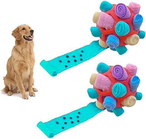 KyneLit Schnüffelball für Hunde, interaktives Hundespielzeug, weiches Hunde-Puzzle-Spielzeug, Hunde-Gehirn stimulierendes Spielzeug für kleine Haustiere, Welpen, geistiges Training (rot, 2 Stück) von KyneLit