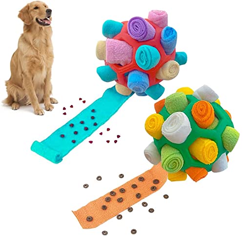 KyneLit Schnüffelball für Hunde, interaktives Hundespielzeug, weiches Hunde-Puzzle-Spielzeug, Hunde-Gehirn stimulierendes Spielzeug für kleine Haustierwelpen, intelligentes Training (rot + grün) von KyneLit