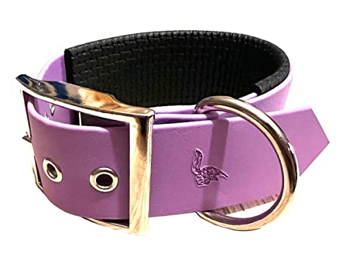 Hundehalsband aus BioThane-Material, gepolstert, große Breite, Farben zur Auswahl (Halsumfang: 45 – 55 cm, Amethyst) von L'Atelier du Fourmilier