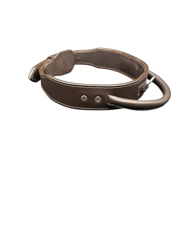 Hundehalsband aus echtem Leder, handgefertigt, robuster Haltegriff für einfache Kontrolle, 4,5 cm breit, doppellagige Lederstärke, Hundefessel, Welpentraining (Braun, Größe L) von L&J Pets Uk