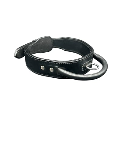 Hundehalsband aus echtem Leder, handgefertigt, robuster Haltegriff für einfache Kontrolle, 4,5 cm breit, doppellagige Lederstärke, Hundefessel, Welpentraining (Schwarz, Größe L) von L&J Pets Uk