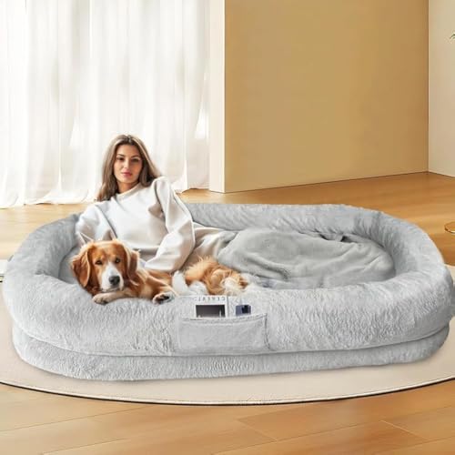 L&W BROS. Orthopädisches XL-Hundebett für Erwachsene, mit Memory-Schaum und Kunstfellbezug, 180,3 x 129,5 x 30,5 cm, extra großes Hundebett, ultimativer Komfort für Sie und Ihren pelzigen Freund, von L&W BROS.