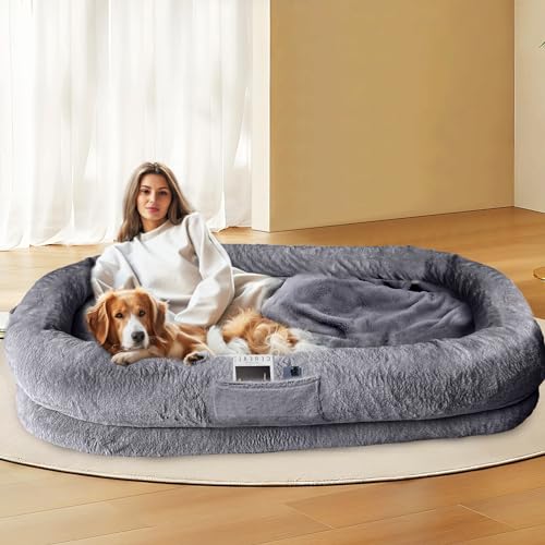 L&W BROS. Orthopädisches XL-Hundebett für Erwachsene, mit Memory-Schaum und Kunstfellbezug, 180,3 x 129,5 x 30,5 cm, extra großes Hundebett, ultimativer Komfort für Sie und Ihren pelzigen Freund, von L&W BROS.