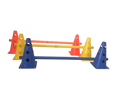 LA-24 3er Set Steckhürden 23 cm, Kegelhürden für Agility ROT, GELB, BLAU (Kompakt) von LA-24