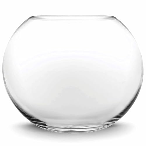 Fischschüssel Glas, Glasfischschale, 9,45 Zoll Clear Fish Bowl Glas, runder aquaponischer Fischtank, einfacher Stil Kleiner Fischtank, Mini -Glas -Vase für Wohnzimmer Büro -Schreibtischdekor, Fisch von LAANCOO