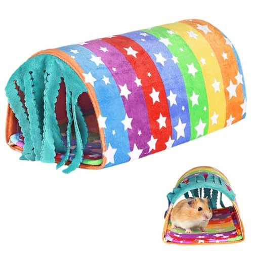 LAANCOO Hamstertunnel, 12x7.5x5,5 Samt -Stoff Hamster Versteck farbenfrohen Kleintier -Tunnel für Hamster Mäuse Ratte Meerschweinchen, Hamsterhaus von LAANCOO