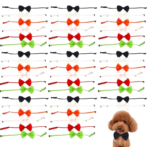 Hundefliegen, 50pcs Hunde Bowtie, 16 Zoll Katzenbowtie, verstellbare Polyester -Fliegen für Hunde, lebendige dekorative Haustierfliege für Cosplay, formelle Ereignisse, zufällige Farbe von LAANCOO