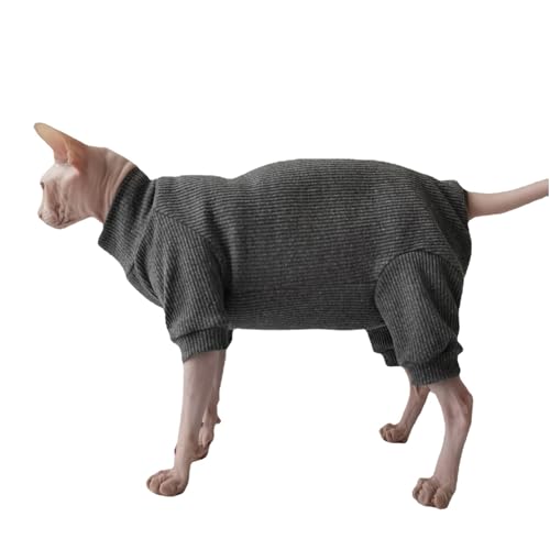 LAANCOO Katzenweste Rollkragenpullover, haarlose Katze Vierbeiner Bauchschutz Hochelastizität Kleidung, Kätzchen Winterkleidung für haarlose Katze Chihuahua Bulldogge, Katzenpullover, Grau von LAANCOO