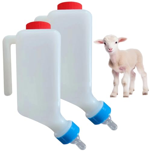 LAANCOO 2pcs Lammflasche, Lammbabyflasche, 800 ml Ziegenflaschen zum Füttern von Babyziegen mit Maßstab, Plastik Lammmilch Fütterungsflasche für Ziegenkalbschafe Pflege von LAANCOO