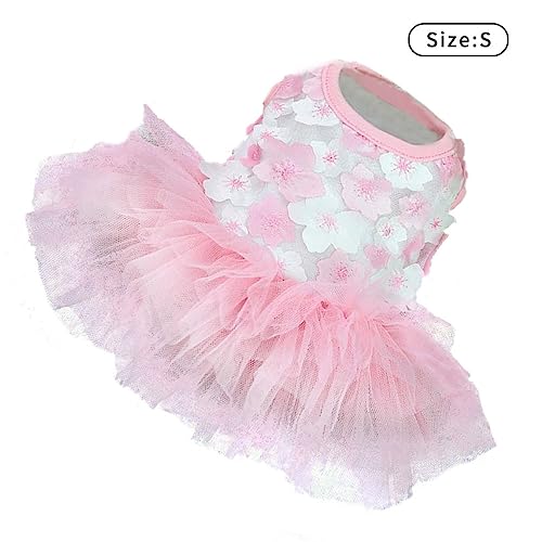 LAANCOO Hund Tutu Kleid, Hundekleid Hund Pfirsich Blumenrock Haustier Party Sommer Kleidung Welpe Mesh Tutu Kleid, Welpennetzrock, s von LAANCOO