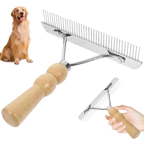 LAANCOO Hunde Demating -Werkzeuge, Deshedding Hundebinsel, 6 Holzgriff Hund Deshedding Pinsel mit fein von LAANCOO