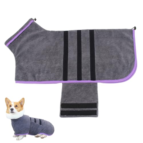 LAANCOO Hundebadetuch, Hundebademantel, super saugfähiger Hundemantel, schnell trocknendes Hundebadetuch mit Befestigungsband, Pullover-Hundebademantel zum Abtrocknen von Hunden und Katzen, XL von LAANCOO