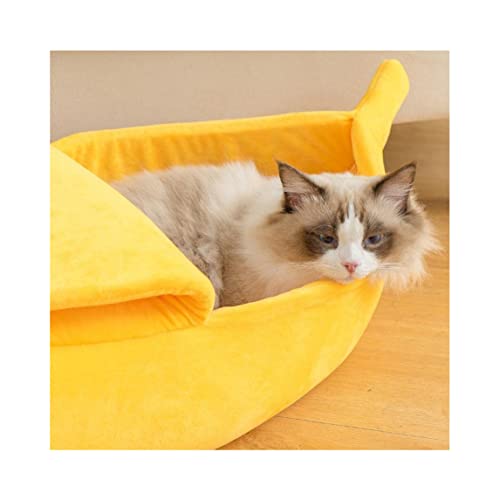 LAANCOO Katze Bananenbett Haustierbett Banane Form Kätzchen Katze Schlafhaus warm warm weiche Welpe Hundekissenmatten s s von LAANCOO