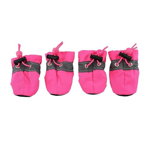 LAANCOO Weiche kleine Hundehuhe, 4PCS-Winterstiefel für kleine Hunde, wasserdichte Hundestiefel Pfotenschutz, Welpenstiefel für kleine Hunde, mit rutschlosen Sohle Kätzchen zum Gehen (Rose, Größe 5) von LAANCOO