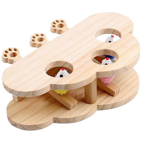 LAANCOO Whack EIN Maulwurfsspiel, EIN Katzenspielzeug, EIN umweltfreundliches Holzspielzeug mit 3 Löchern, angeregte interaktive Spielzeuge für Langweiliges Katzenübung und Spaß von LAANCOO