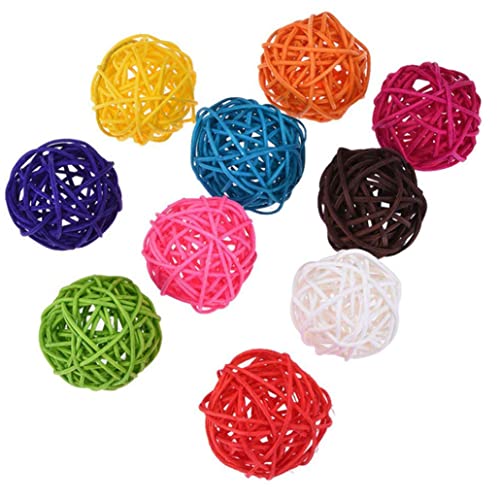 Rattan Ball Vogel Spielzeug,Rattan Ball Vogel Spielzeug Papagei kauen Haustier beißen Spielzeug für Wellensittich Sittich Nymphensittich Sittich Lovebird Diy Zubehör 10Pcs,Vogel kauen Spielzeug von LAANCOO