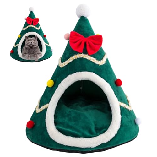 Weihnachtsbaum Haustier Haus Plüsch Abnehmbarer Kissen süße Cartoon Bowknot Dekorative Winter weich warm von LAANCOO