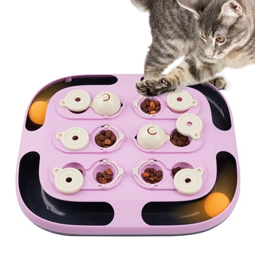 LACCEN Katzen-Puzzle-Futterspender, 2-in-1 interaktives Katzen-Track-Spielzeug mit Bällen, Leve 3 geistige körperliche Übung, lustiges langsames Feeder-Spielzeug für Indoor-Kätzchen, Katzen von LACCEN