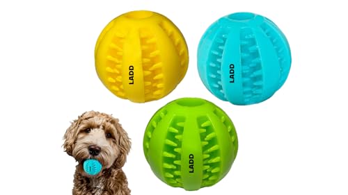 LADD INTERNATIONAL Leckerli-Ball für Hunde, Zahnreinigungsball, ungiftig, interaktives Hundespielzeug, 7,1 cm, 3 Stück von LADD INTERNATIONAL