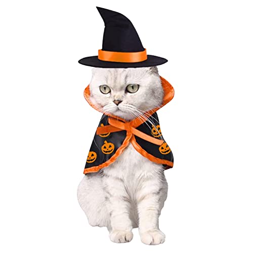 Haustier Hund Katze Halloween Kostüm Zauberer Welpen Hut Umhang Krone und Party Stirnband Dress Up Cosplay (Einheitsgröße, Stil B) von LAEMILIA