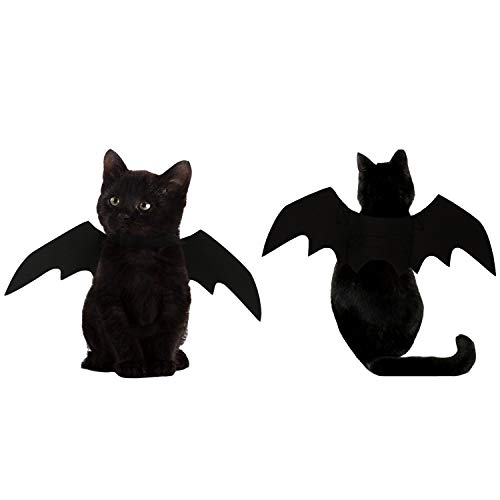 LAEMILIA 2 Pcs Katzen Haustier Bat Wings Kostüm Halloween Pet Fledermaus Flügel Katzenbekleidung Fledermausflügel Party Outfit Festival Party Aktivität von LAEMILIA