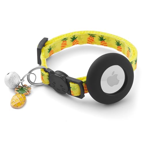 Fruit Airtag Katzenhalsband mit Glöckchen, reflektierendes Kätzchenhalsband mit Apple Airtag-Katzenhalsbandhalter, verstellbar, 17,8 - 30,5 cm, Sicherheitsschnalle für Mädchen, Jungen, Katzen, von LAFAYI