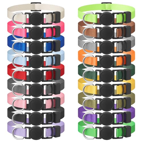 LAFAYI Hundehalsband, verstellbar, superweiches Nylon, handgefertigt, für kleine Hunde (22,9–30,5 cm), 18 Stück von LAFAYI