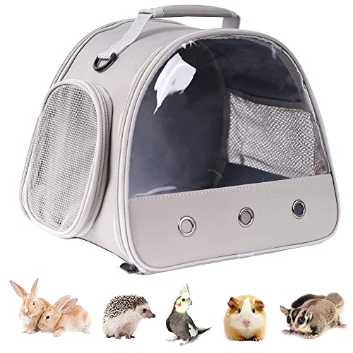 Meerschweinchen-Tragerucksack, transparentes Blasenfenster-Rucksack für Meerschweinchen, Hasen, Ratten, Vogel (grau, Tragetasche) von LAIRIES