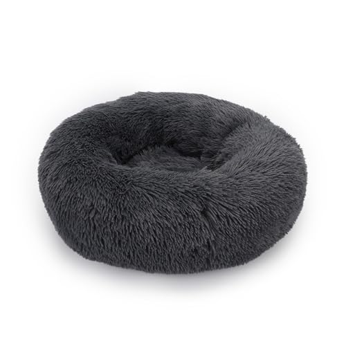 LAIZIHUI Hundebetten,Donut Kissen,Katzenbett, Hundekorb, Flauschiges Hundebett für große, mittelgroße & kleine Hunde. (40CM, Dunkelgrau) von LAIZIHUI