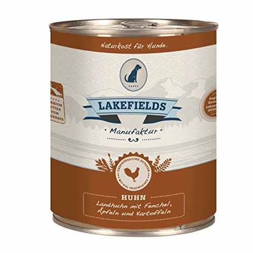 Lakefields MANUFAKTUR Nassfutter MENÜ Huhn 61% Fleischanteil für Hunde 12x800g von Lakefields