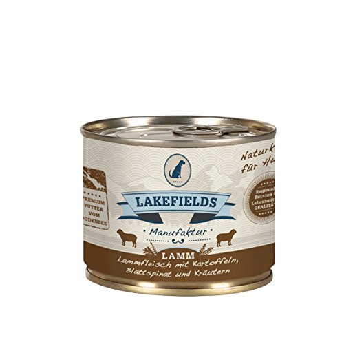 Lakefields MANUFAKTUR Nassfutter MENÜ LAMM 60% Fleischanteil für Hunde 12x200g von Lakefields